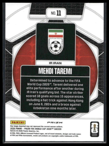 2026 Panini Prizm FIFA World Cup #11 Mehdi Taremi Trophy Hunting Silver Prizm