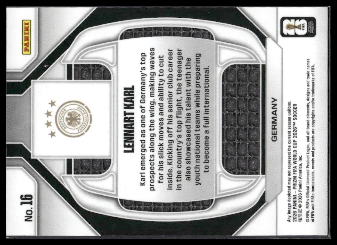 2026 Panini Prizm FIFA World Cup #16 Lennart Karl New Era Silver Prizm