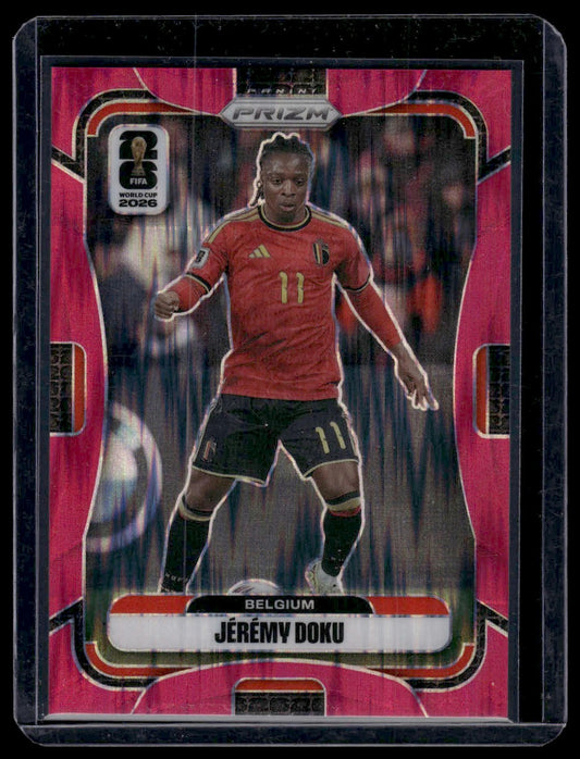 2026 Panini Prizm FIFA World Cup #152 Jérémy Doku Pink Hyper Prizm #/195