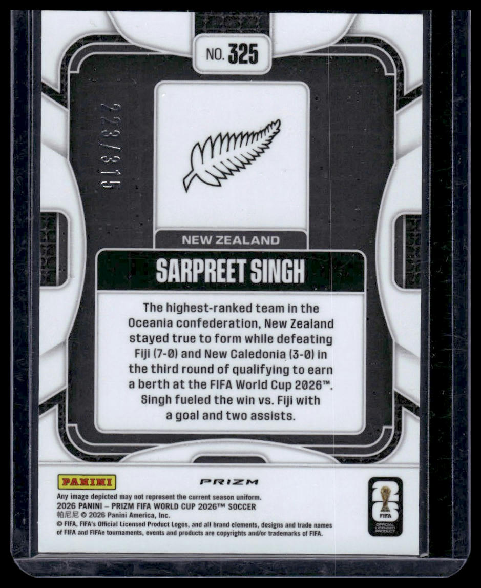 2026 Panini Prizm FIFA World Cup #325 Sarpreet Singh Orange Wave Prizm #/315
