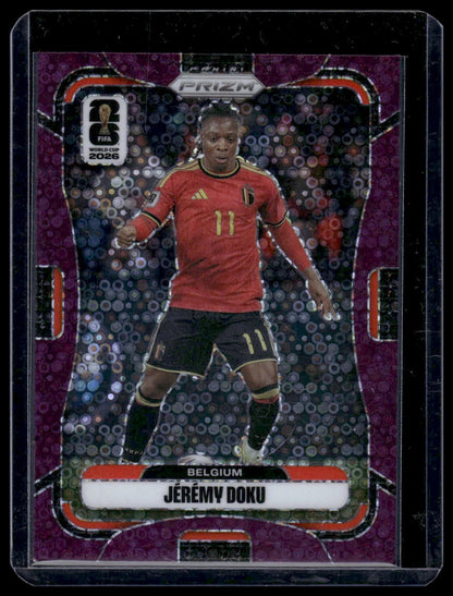 2026 Panini Prizm FIFA World Cup #152 Jérémy Doku Purple Disco Prizm #/355