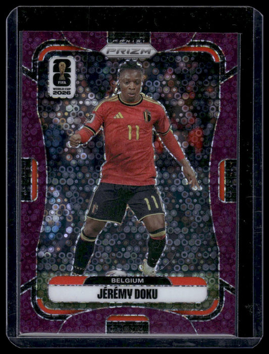 2026 Panini Prizm FIFA World Cup #152 Jérémy Doku Purple Disco Prizm #/355