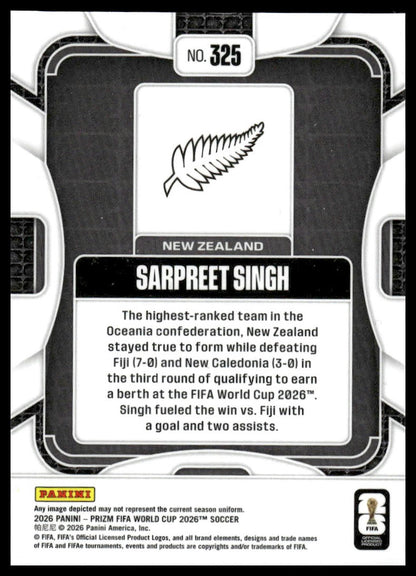 2026 Panini Prizm FIFA World Cup #325 Sarpreet Singh Silver Prizm