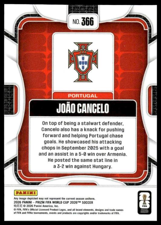 2026 Panini Prizm FIFA World Cup #366 Joao Cancelo Silver Prizm