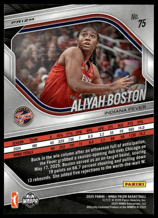 2025 Panini Prizm WNBA #75 Aliyah Boston Green Prizms