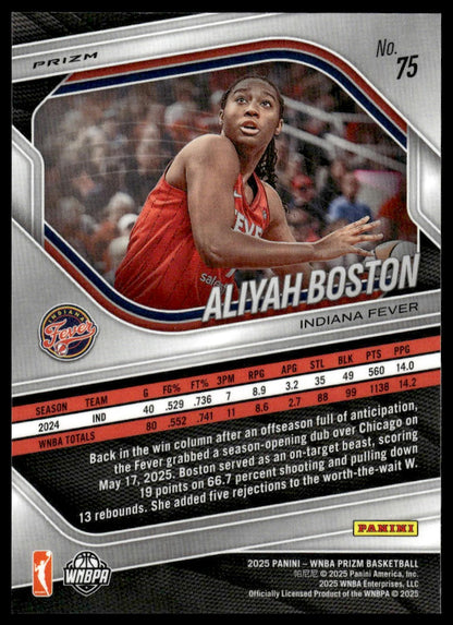 2025 Panini Prizm WNBA #75 Aliyah Boston Green Prizms