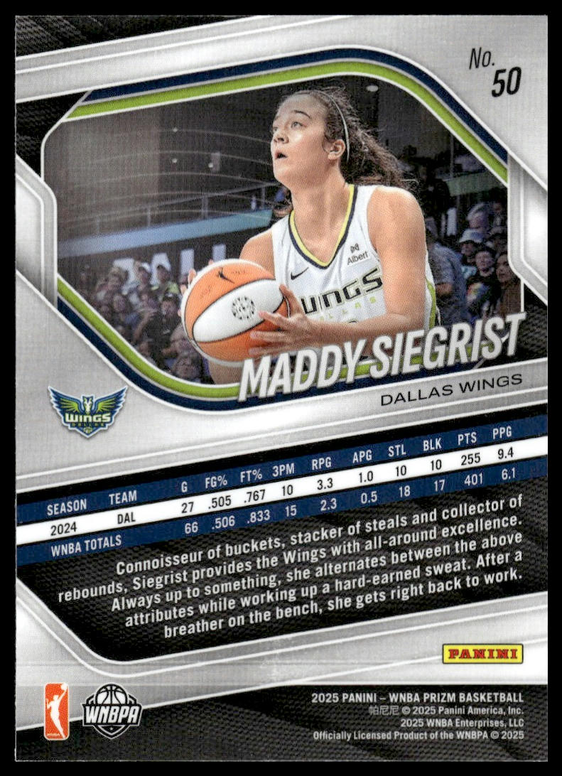 2025 Panini Prizm WNBA #50 Maddy Siegrist