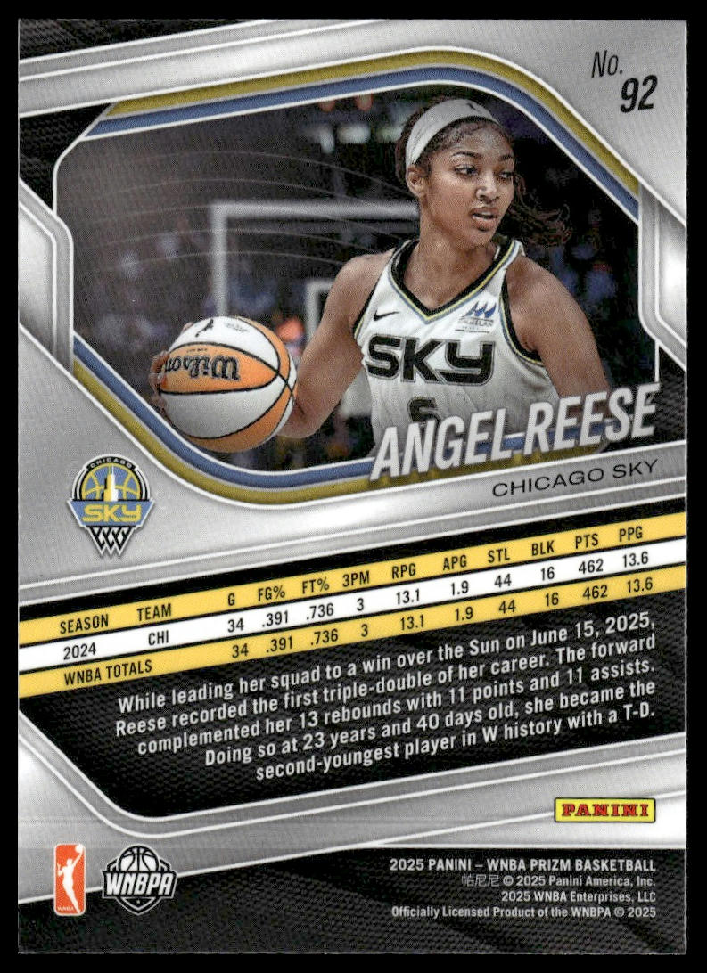 2025 Panini Prizm WNBA #92 Angel Reese Swirl Prizms