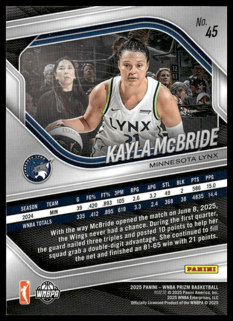 2025 Panini Prizm WNBA #45 Kayla McBride