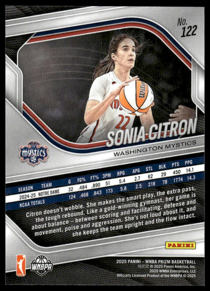 2025 Panini Prizm WNBA #122 Sonia Citron Lime Green Prizms #/225