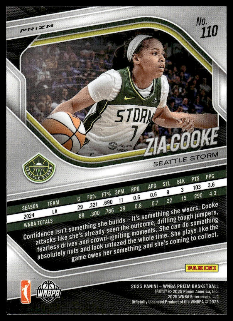 2025 Panini Prizm WNBA #110 Zia Cooke WNBA Logo Prizms