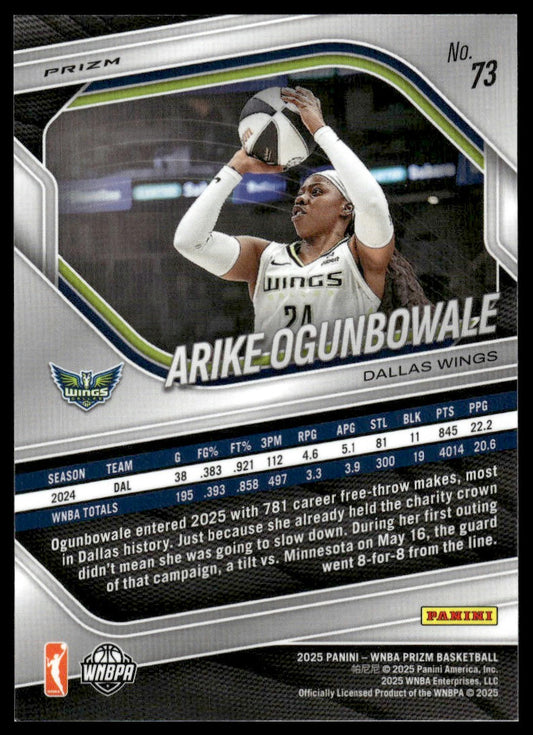 2025 Panini Prizm WNBA #73 Arike Ogunbowale White Seismic Prizms