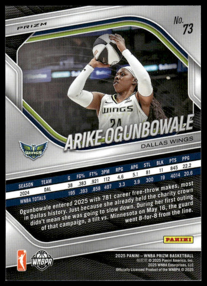 2025 Panini Prizm WNBA #73 Arike Ogunbowale White Seismic Prizms