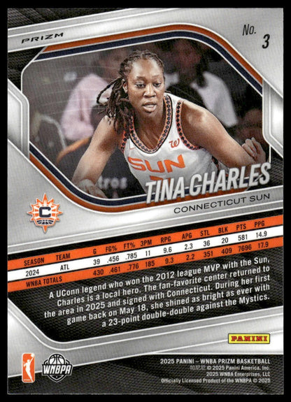2025 Panini Prizm WNBA #3 Tina Charles Silver Prizms