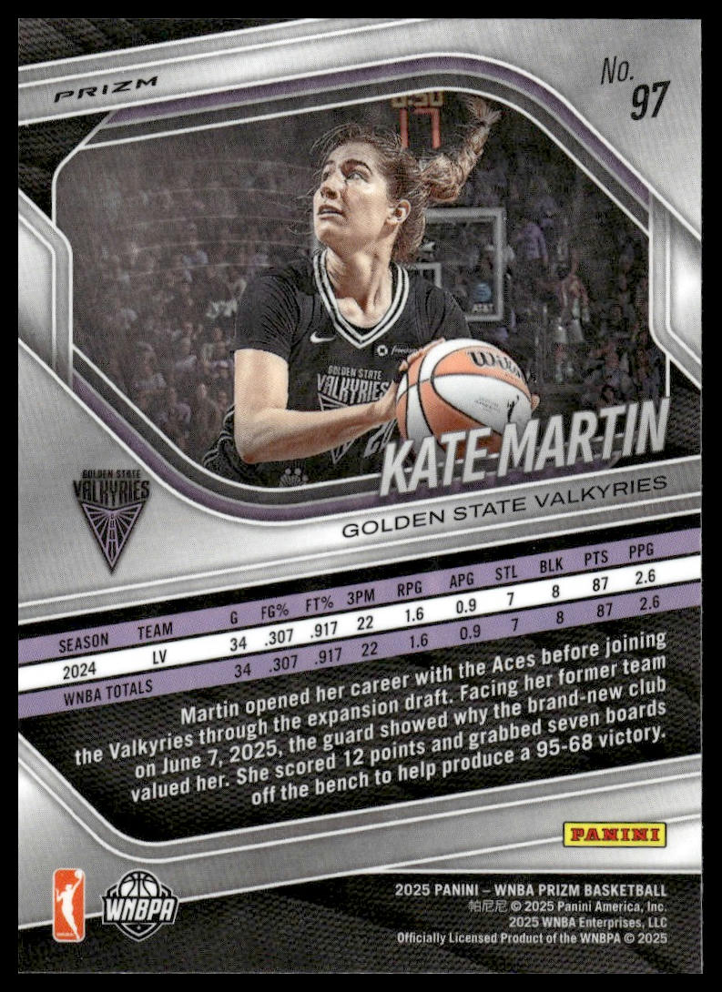 2025 Panini Prizm WNBA #97 Kate Martin Green Prizms
