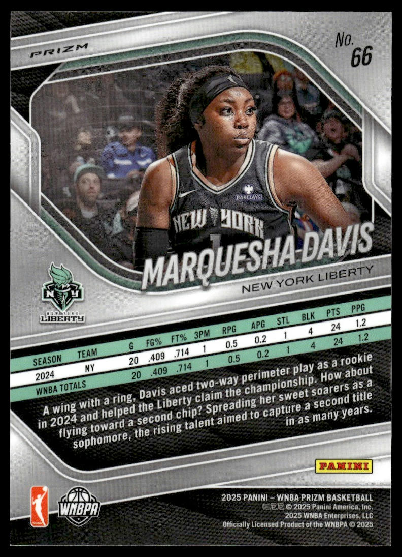 2025 Panini Prizm WNBA #66 Marquesha Davis Green Prizms