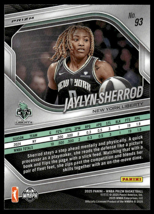 2025 Panini Prizm WNBA #93 Jaylyn Sherrod Green Prizms