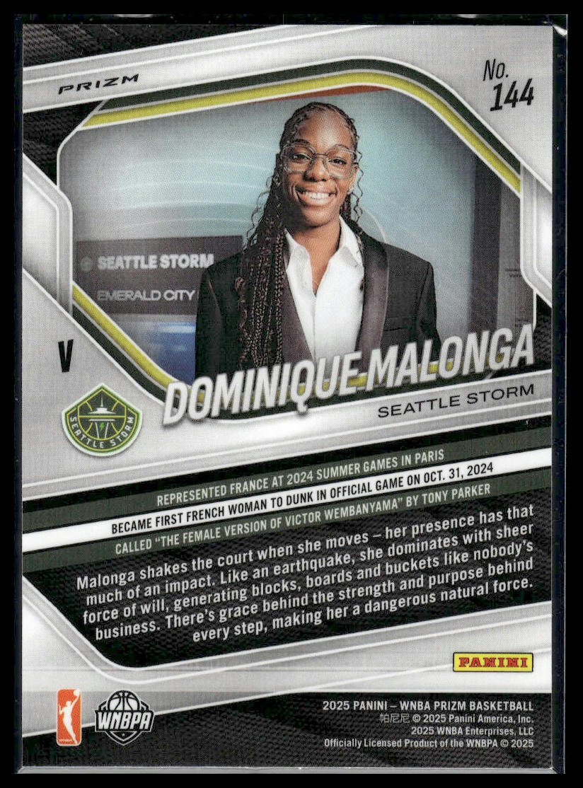 2025 Panini Prizm WNBA #144 Dominique Malonga Green Prizms