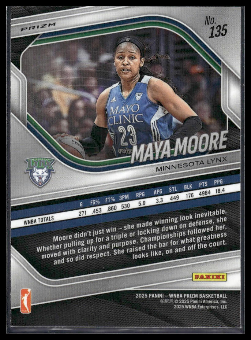 2025 Panini Prizm WNBA #135 Maya Moore Green Prizms