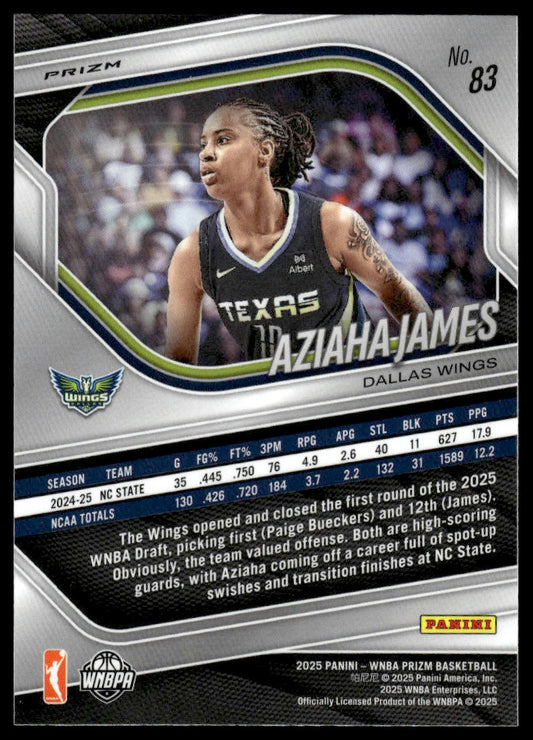 2025 Panini Prizm WNBA #83 Aziaha James Blue Velocity Prizms