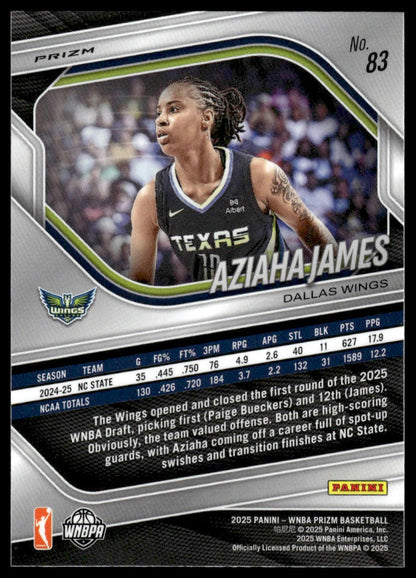 2025 Panini Prizm WNBA #83 Aziaha James Blue Velocity Prizms