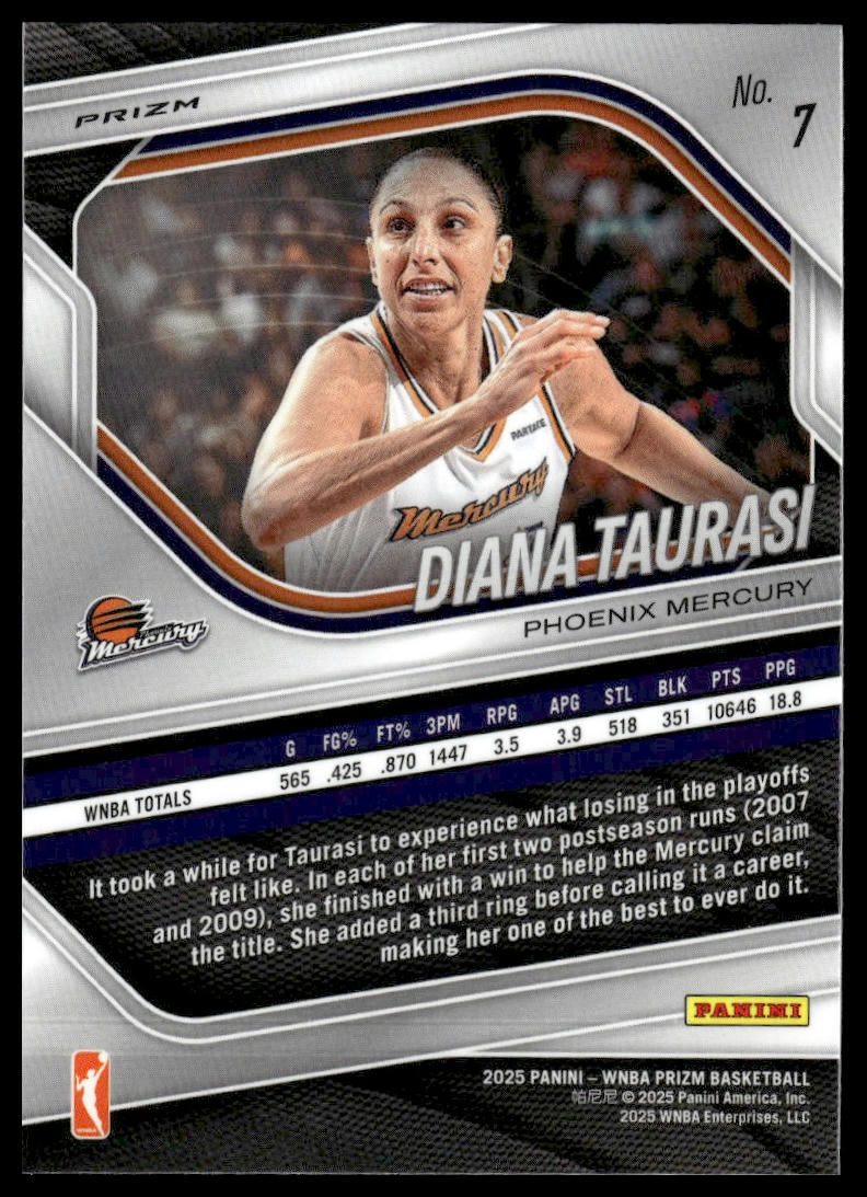 2025 Panini Prizm WNBA #7 Diana Taurasi Blue Velocity Prizms