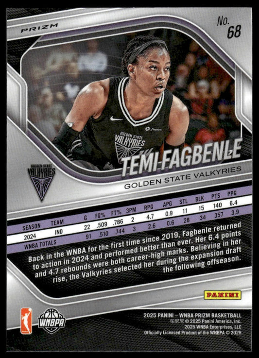 2025 Panini Prizm WNBA #68 Temi Fagbenle Orange Ice Prizms