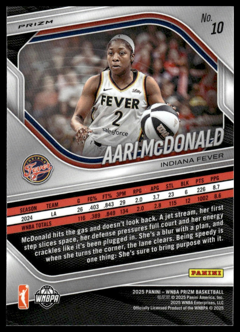 2025 Panini Prizm WNBA #10 Aari McDonald Green Prizms