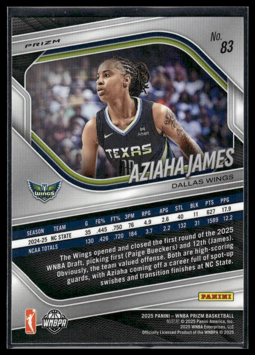 2025 Panini Prizm WNBA #83 Aziaha James White Seismic Prizms