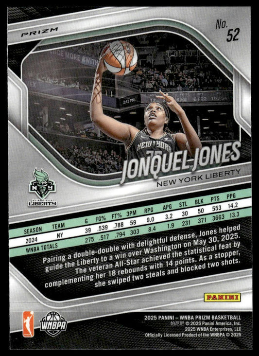 2025 Panini Prizm WNBA #52 Jonquel Jones Blue Velocity Prizms