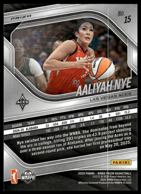 2025 Panini Prizm WNBA #15 Aaliyah Nye Blue Velocity Prizms