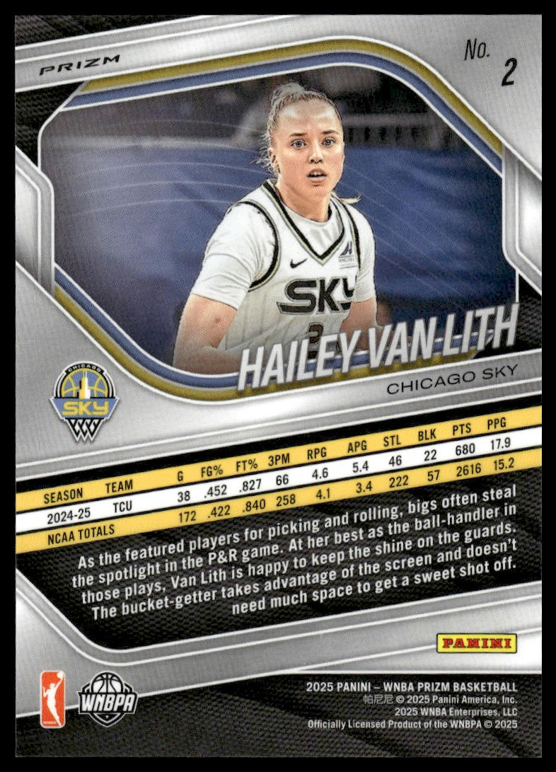 2025 Panini Prizm WNBA #2 Hailey Van Lith Blue Velocity Prizms