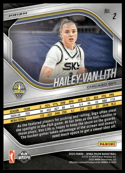2025 Panini Prizm WNBA #2 Hailey Van Lith Blue Velocity Prizms