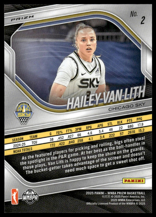 2025 Panini Prizm WNBA #2 Hailey Van Lith Blue Velocity Prizms