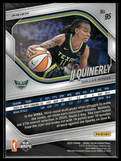 2025 Panini Prizm WNBA #95 JJ Quinerly Orange Velocity Prizms