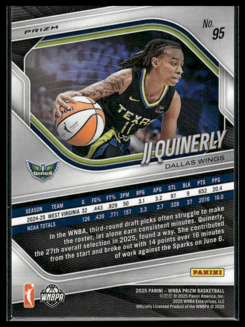 2025 Panini Prizm WNBA #95 JJ Quinerly Orange Velocity Prizms