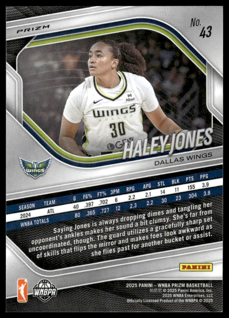 2025 Panini Prizm WNBA #43 Haley Jones Ice Prizms