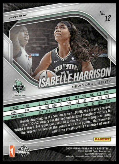 2025 Panini Prizm WNBA #12 Isabelle Harrison Ice Prizms