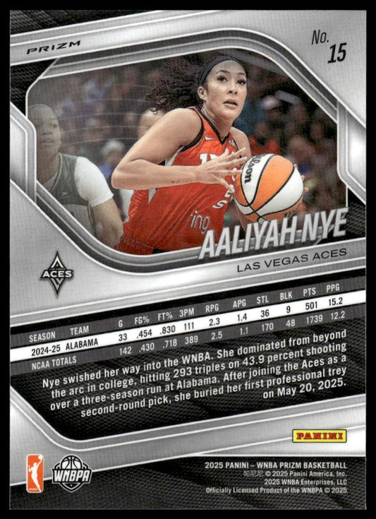 2025 Panini Prizm WNBA #15 Aaliyah Nye Ice Prizms