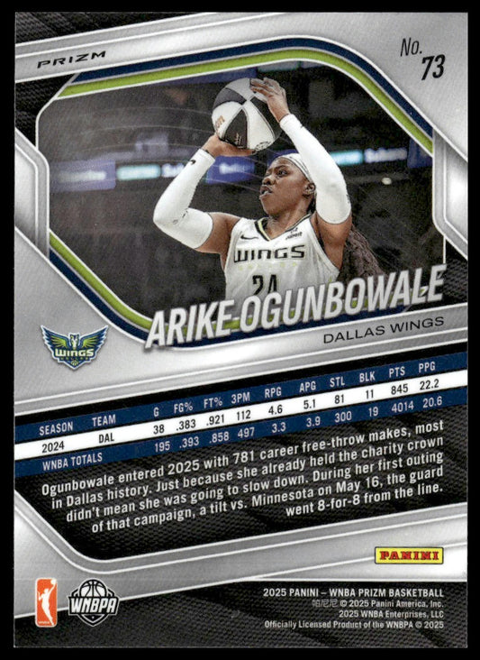 2025 Panini Prizm WNBA #73 Arike Ogunbowale Ice Prizms