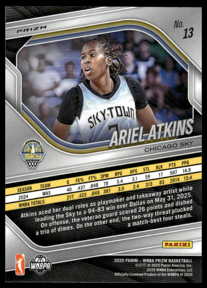 2025 Panini Prizm WNBA #13 Ariel Atkins White Seismic Prizms