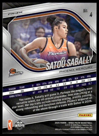 2025 Panini Prizm WNBA #4 Satou Sabally White Seismic Prizms