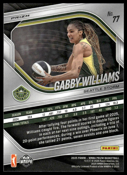2025 Panini Prizm WNBA #77 Gabby Williams White Seismic Prizms