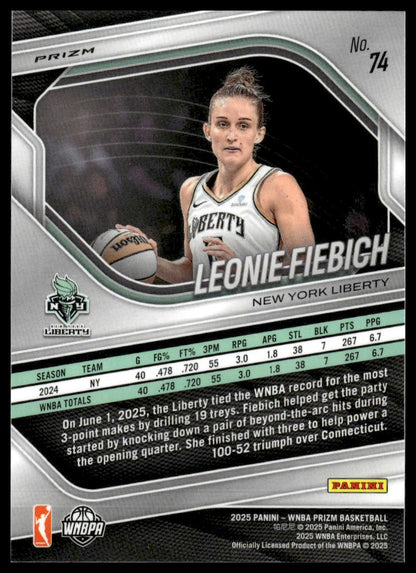 2025 Panini Prizm WNBA #74 Leonie Fiebich White Seismic Prizms