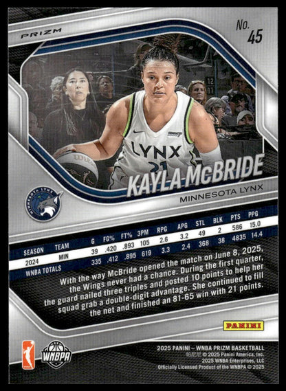2025 Panini Prizm WNBA #45 Kayla McBride White Seismic Prizms