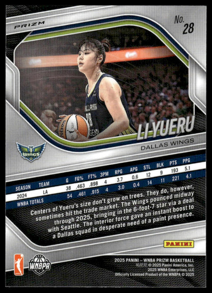 2025 Panini Prizm WNBA #28 Li Yueru White Seismic Prizms