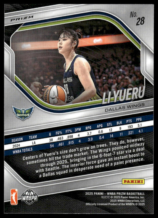 2025 Panini Prizm WNBA #28 Li Yueru White Seismic Prizms