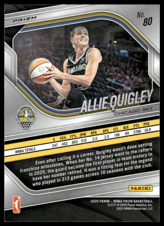 2025 Panini Prizm WNBA #80 Allie Quigley White Seismic Prizms