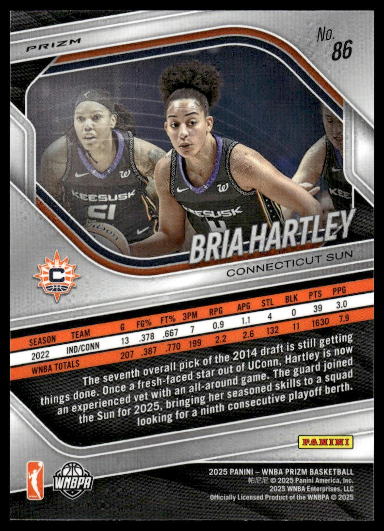 2025 Panini Prizm WNBA #86 Bria Hartley White Seismic Prizms
