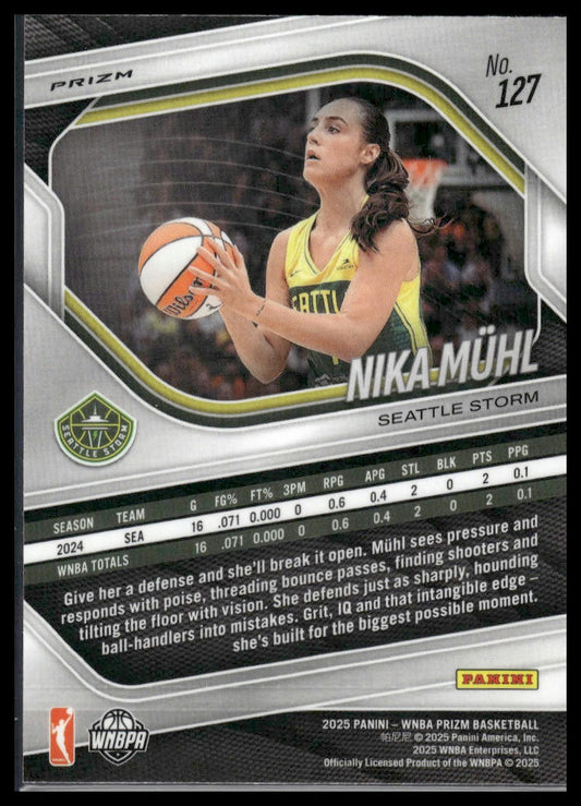 2025 Panini Prizm WNBA #127 Nika Muhl White Seismic Prizms